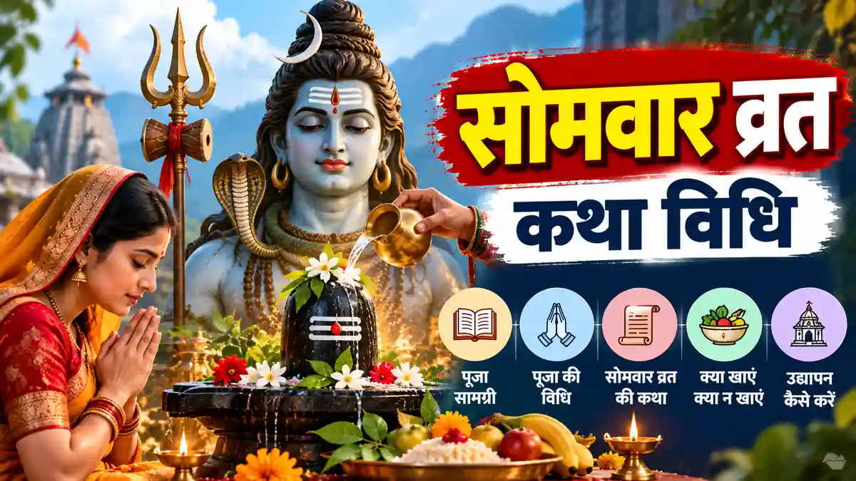 सोमवार व्रत कथा विधि: पूजा, नियम और कथा